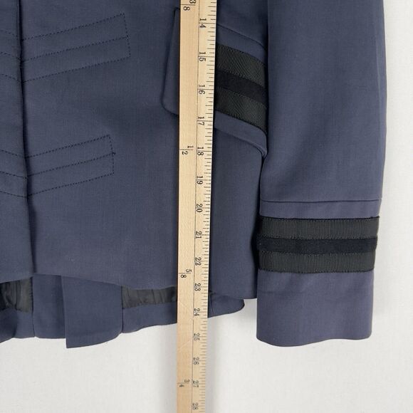 Zara Jacket Womens Small Navy Blue Black Military Style Steampunk Blazer Coat - Picture 16 of 16